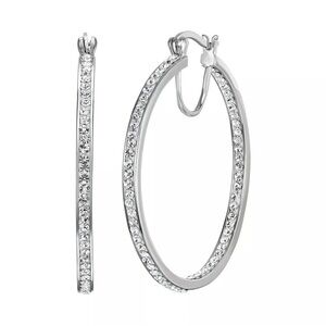 Chrystina Crystal Hoop Earrings Silver-tone
